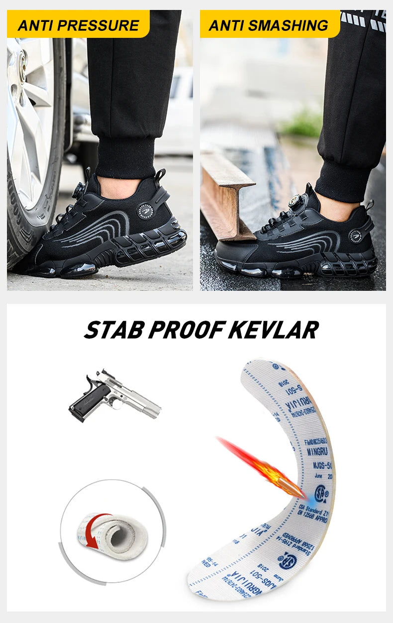 Rotating Button Unisex Safety Shoes Men For Work Sneakers Shoes Puncture-Proof Protective Women Shoes Steel Toe Work footwear