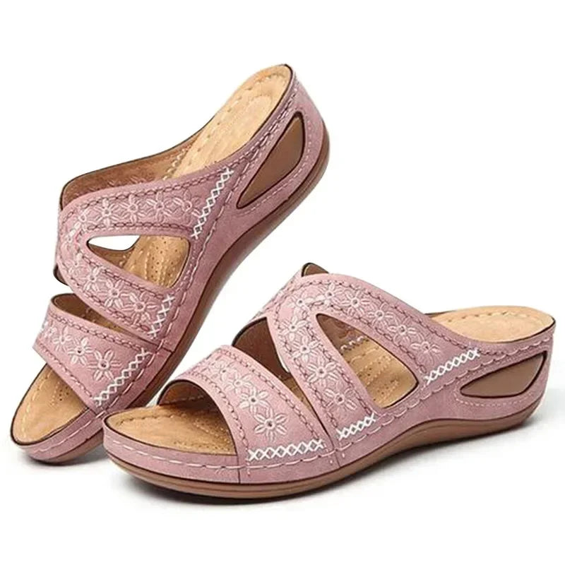 Summer Women Wedge Sandals Premium Orthopedic Open Toe Sandals Vintage Anti-slip Leather Casual Female Platform Retro Shoes