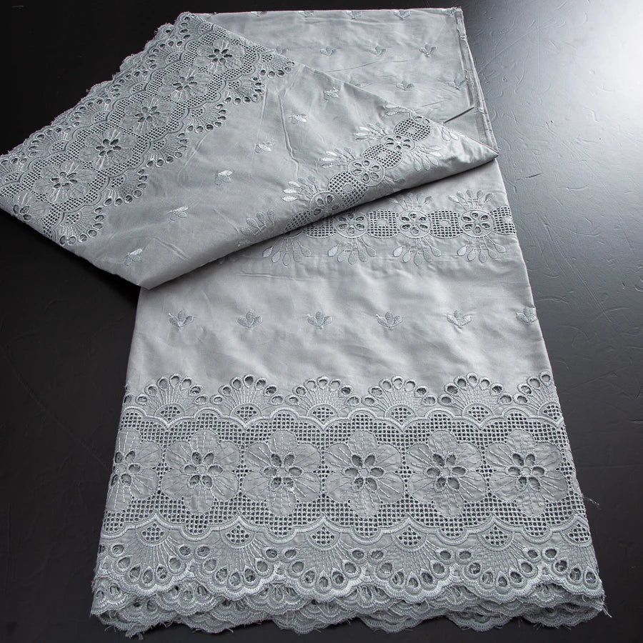 African Dry Cotton Lace Fabric 2025 High Quality 5 Yards Embroidered Men's Nigerian Lace Fabric Elegant Dress for Party A4041