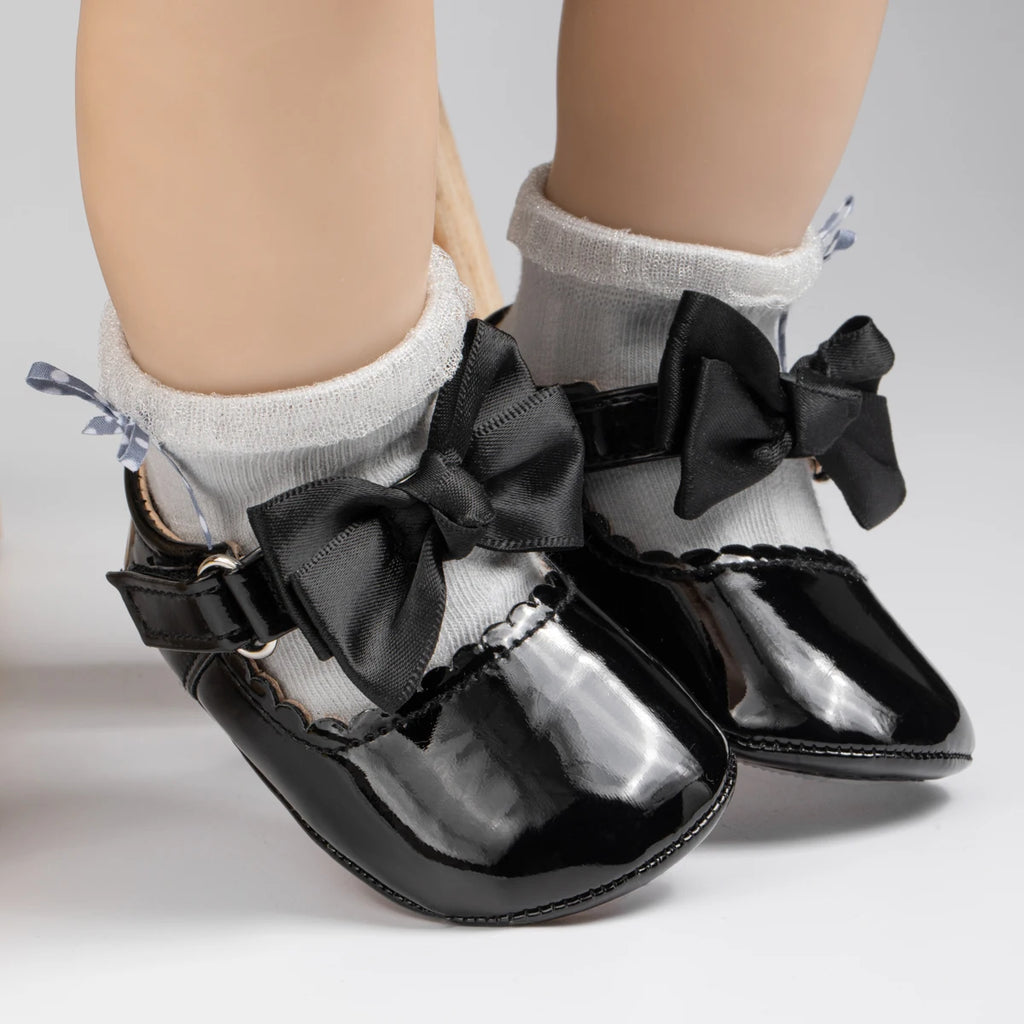 KIDSUN Newborn Baby Girl Shoes PU Leather Bowknot Dress Shoes Infants Rubber Non-Slip Toddler First Walker Baby Shoes Girls