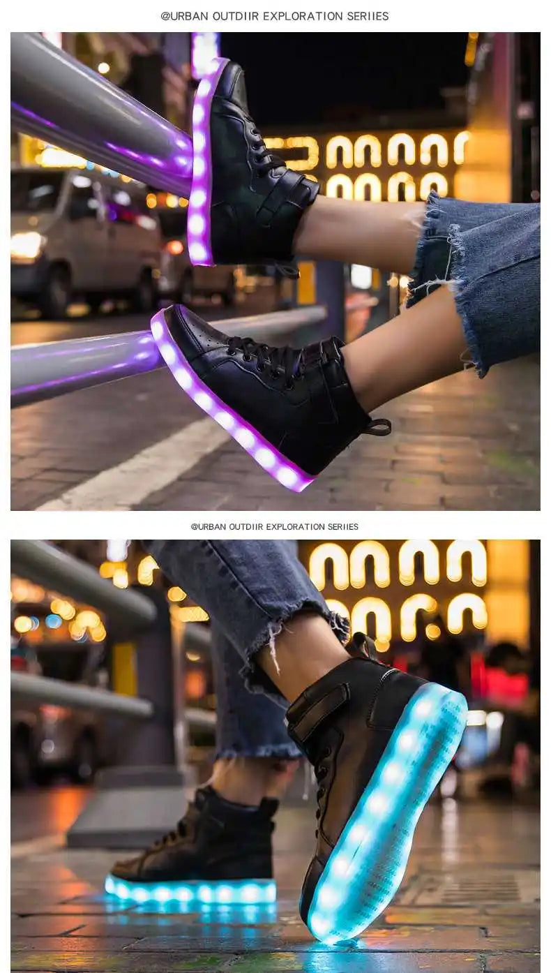 Kid Shoes Boy Girl Children Women Men Spring Summer Fashion Casual Sport Sneakers Led Light Up Dance Boots