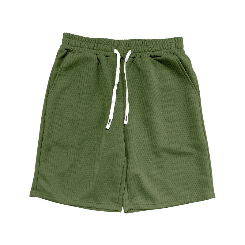 2026 Men's Casual 2 Piece Set Fashion Jacquard Knitted T-shirt Hooded Sleeveless Vest Elastic Waist Shorts Jogging Fitness Suit