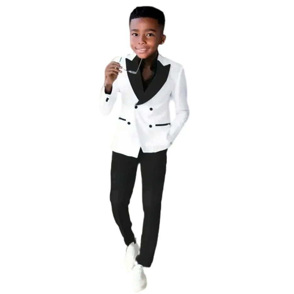 2-16 Years Old Suit For Boys Wedding Tuxedos Jacket Pants 2 Pieces Double Breasted Kids Child Clothes Party Suits