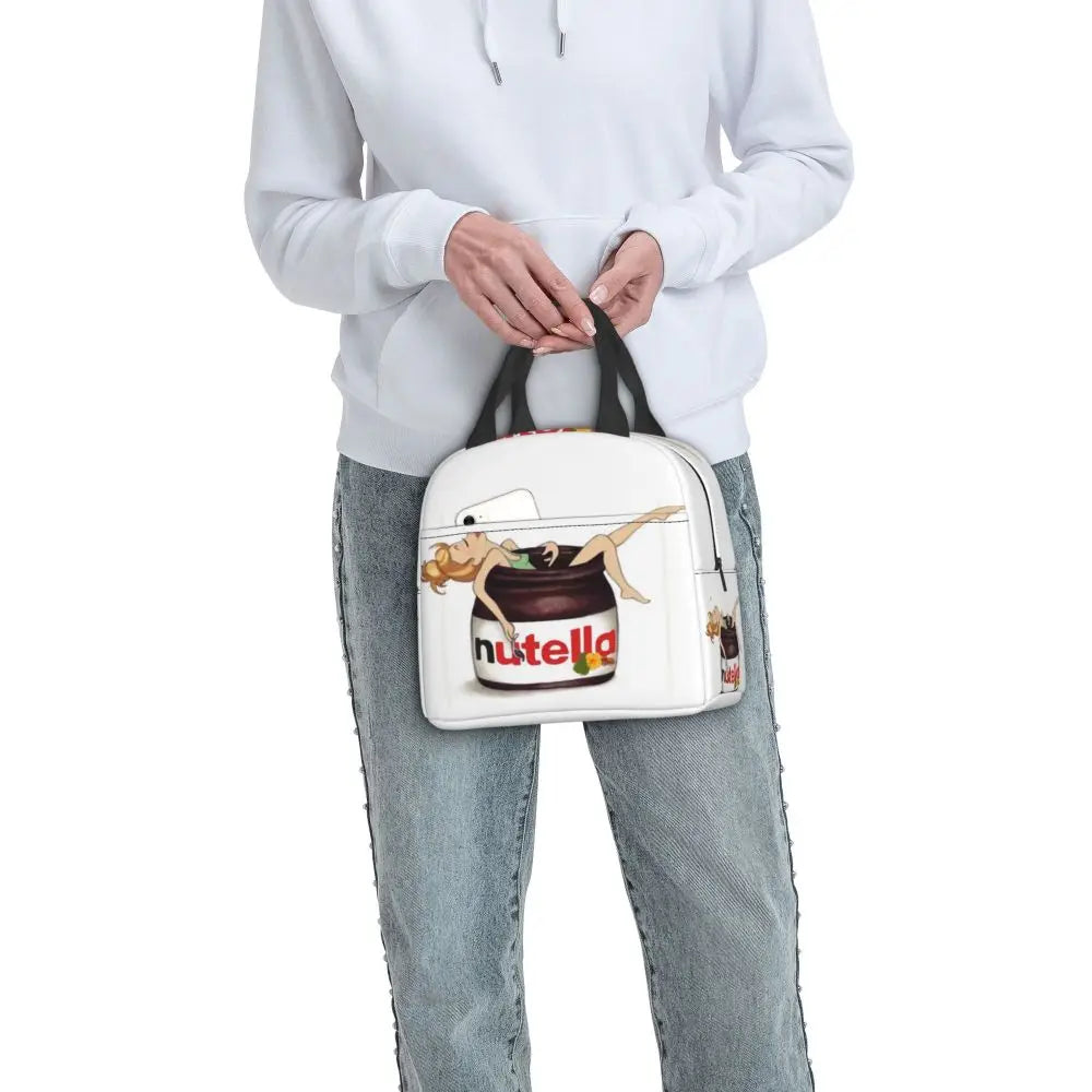 Custom Italy Nutellas Thermal Insulated Lunch Bag Women Portable Lunch Container for Outdoor Picnic Storage Food Box