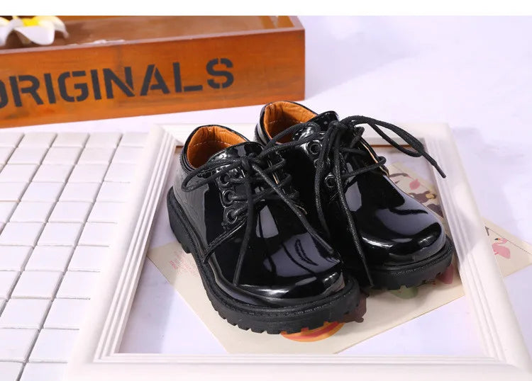 New Boys Leather Shoes British Style School Performance  Kids Wedding Party Shoes White Black Casual Children Moccasins Shoes