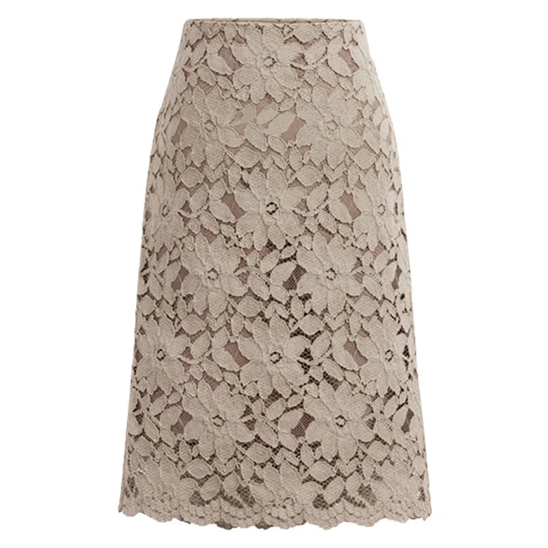 2026 New Women's Pink Skirt, Summer Lace Elegant Office Skirts Pencil Bandage Skirt for Women Skirts Knee-length High Waist
