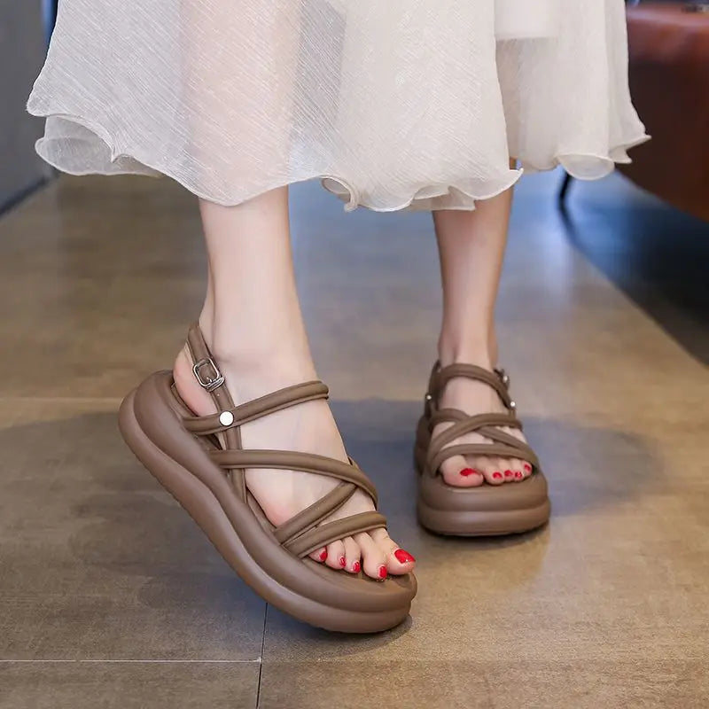 Woman Shoes Brown Sabot Platform Beach Sandals for Women Roman Style Sales Luxury Summer Sale Sandal Wholesale Shoe Asian Size