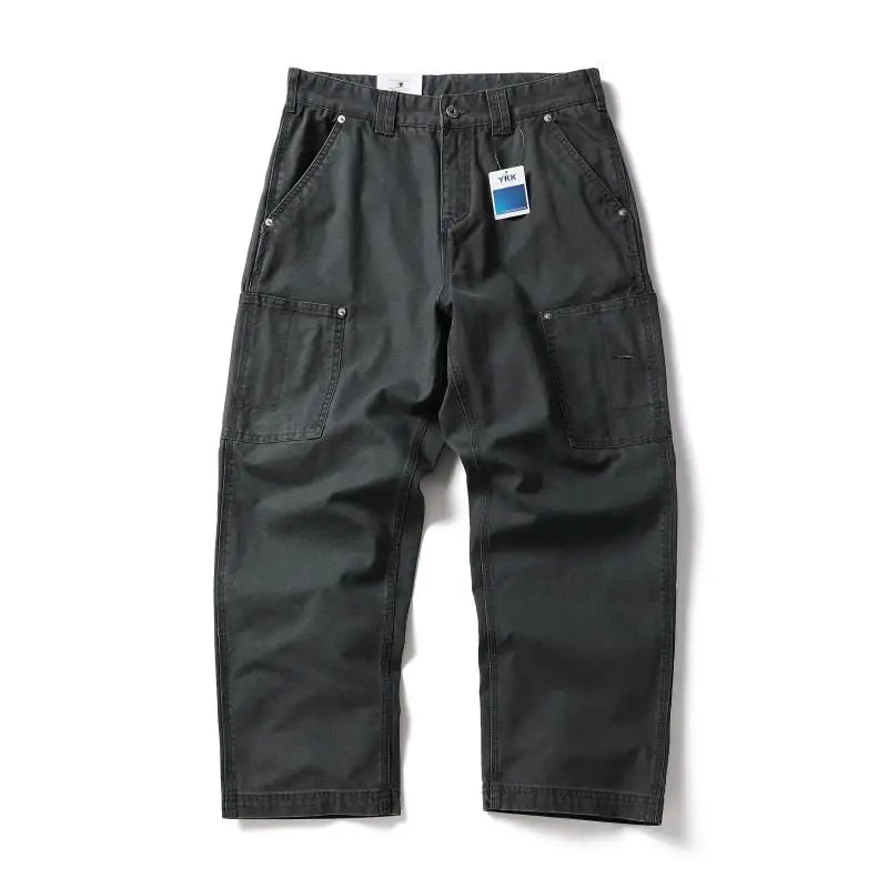 Men Streetwear Fashion Loose Casual Pure Cotton Wide Leg Baggy Pant Cityboy High Street Amikaji Cargo Pants Trousers