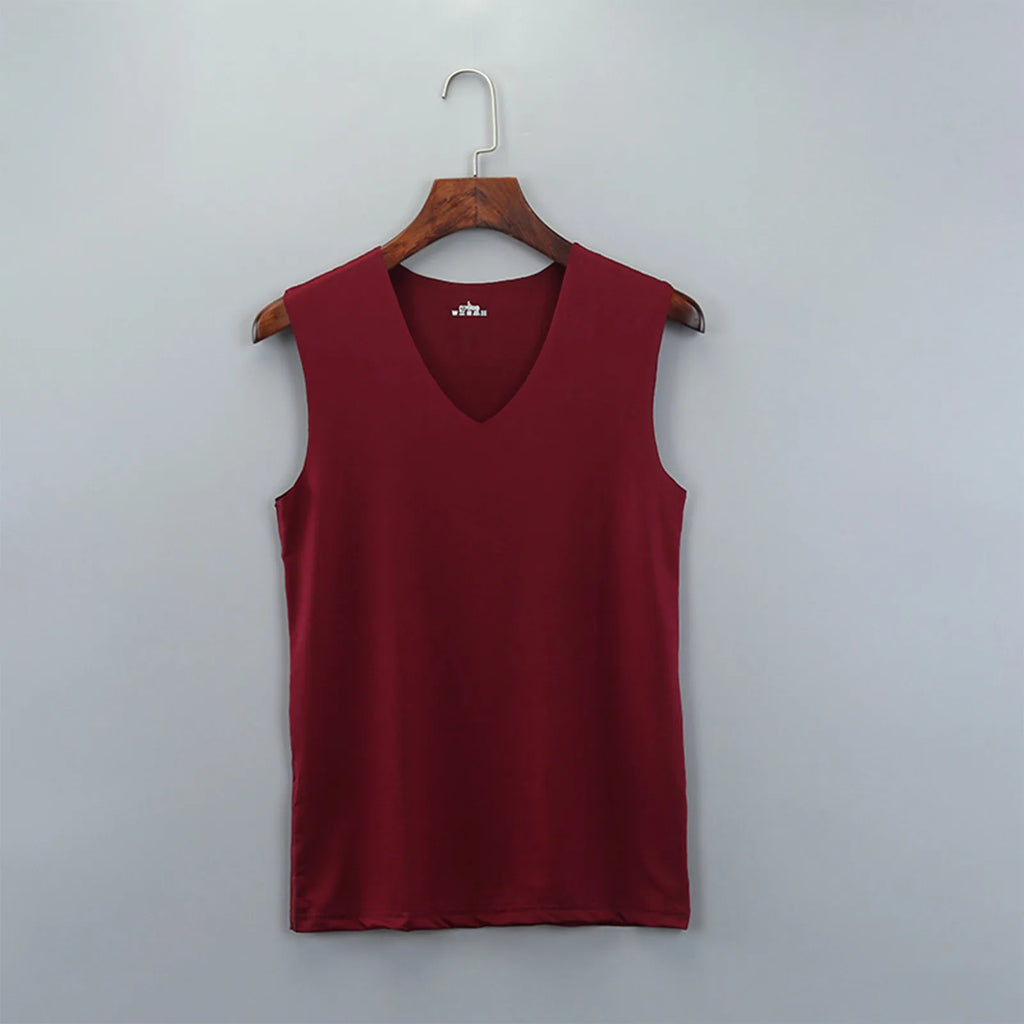 Men'S Top Men'S Summer Multi Color Sleeveless Vest Men'S Summer Ice Silk Traceless Thin Breathable Color V-Neck Sleeveless Top