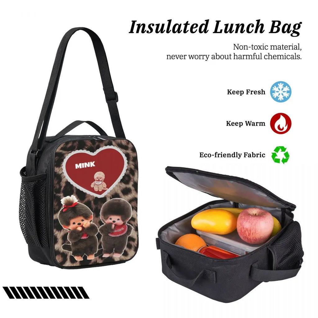 3Pcs Kawaii Monchhichis School bags Set for Girls Boys Pen Bags Backpack Sets with Lunch Box For School Students Daypack