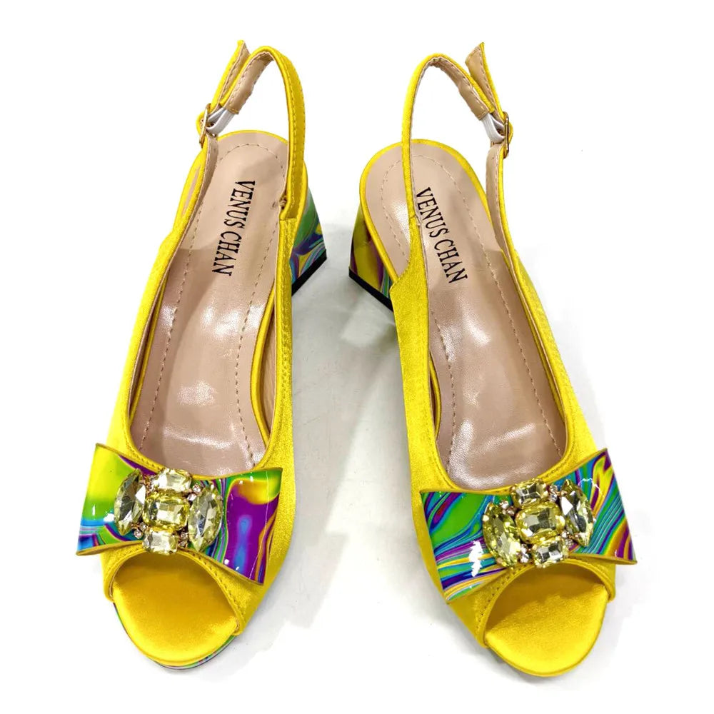 Sandals Woman Summer Ladies Shoes and Bag Decorated with Rhinestone Women Shoe and Bag Set for Party In Women Nigerian Shoe Bag