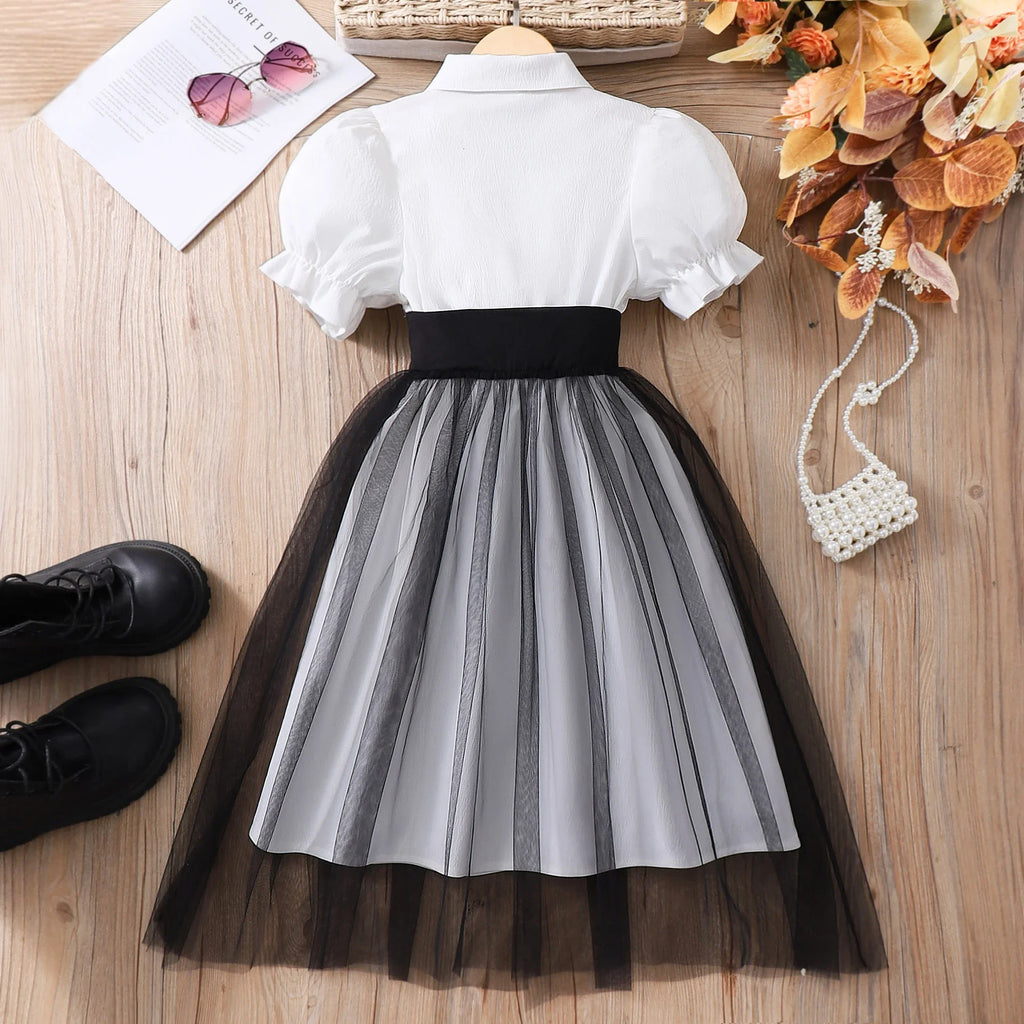 Teen Girl Dress Summer Brown Retro Short Sleeve Children Dresses Fashion Girl Costume Party Big KIds Outfit 7 8 9 10 11 12Yrs