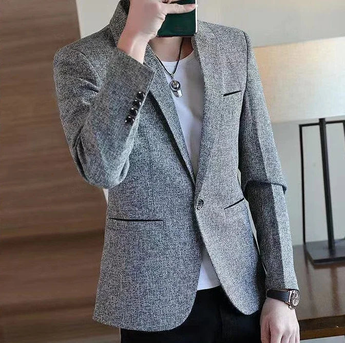 Short Party Men's Suit Jackets Coat Cropped Male Blazer Gray Summer Spring Clothes Luxury Designer Fashion 2025 Casual Vintage