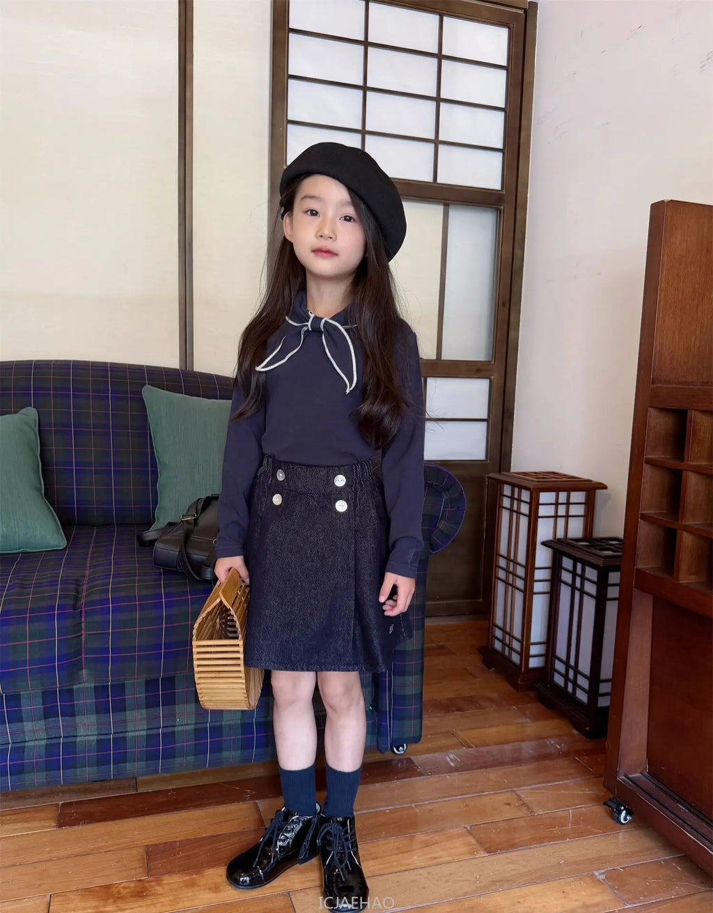 Teen Girl Clothes Waist Shell Button Denim Skirt and Top Kids Versatile Casual Outfits Children Costumes Vintage Girls Elastic