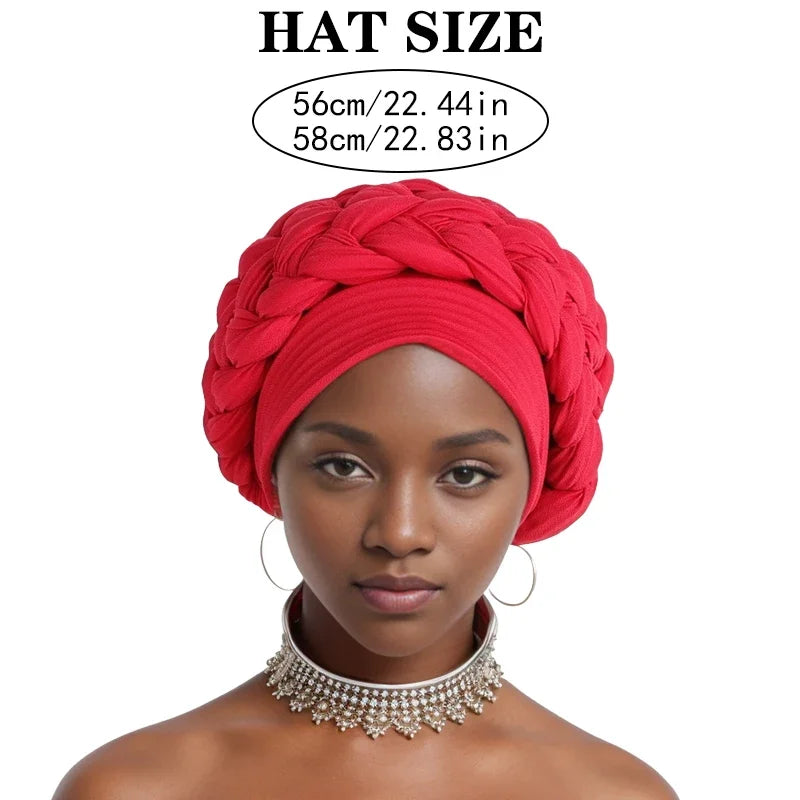 Nigeria Wrap Head Bonnet Ready to Wear Female Headtie Autogele 2024 Soft Fabric Braid Halo Turban Cap African Women's Head Wraps