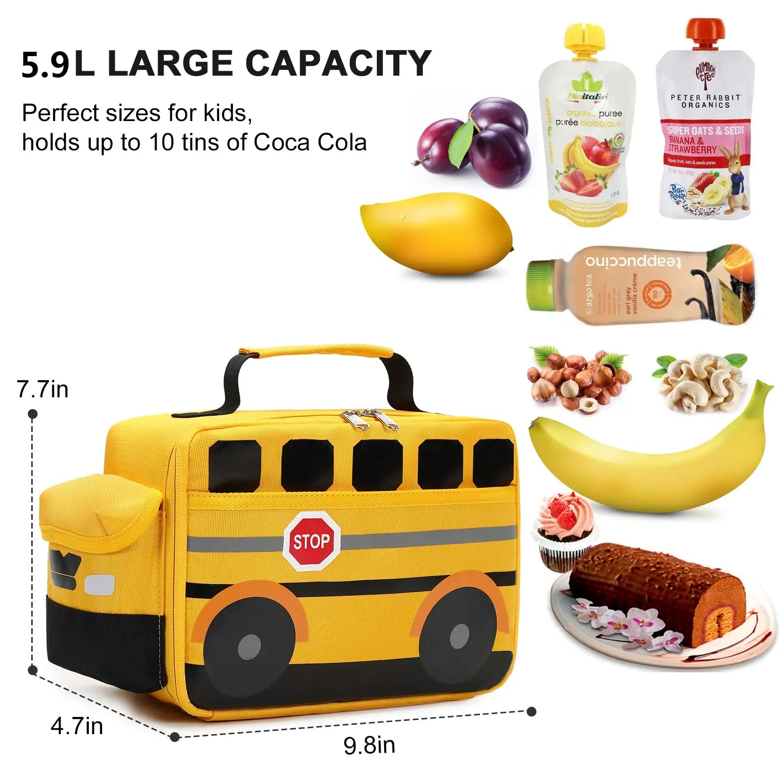 Children's Lunch Bag for Kids Cute 3D Bus Thermal Insulated Small Lunch Box Leakproof Boys Girls Toddler School Tote Bag