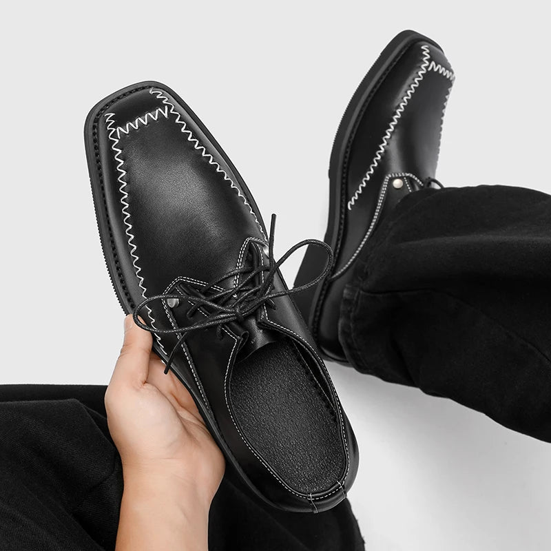 Hot Selling Men's Genuine Leather Shoes Europe America Thick Soled Wedding Shoes for Groom Fashionable Men's Business Shoes