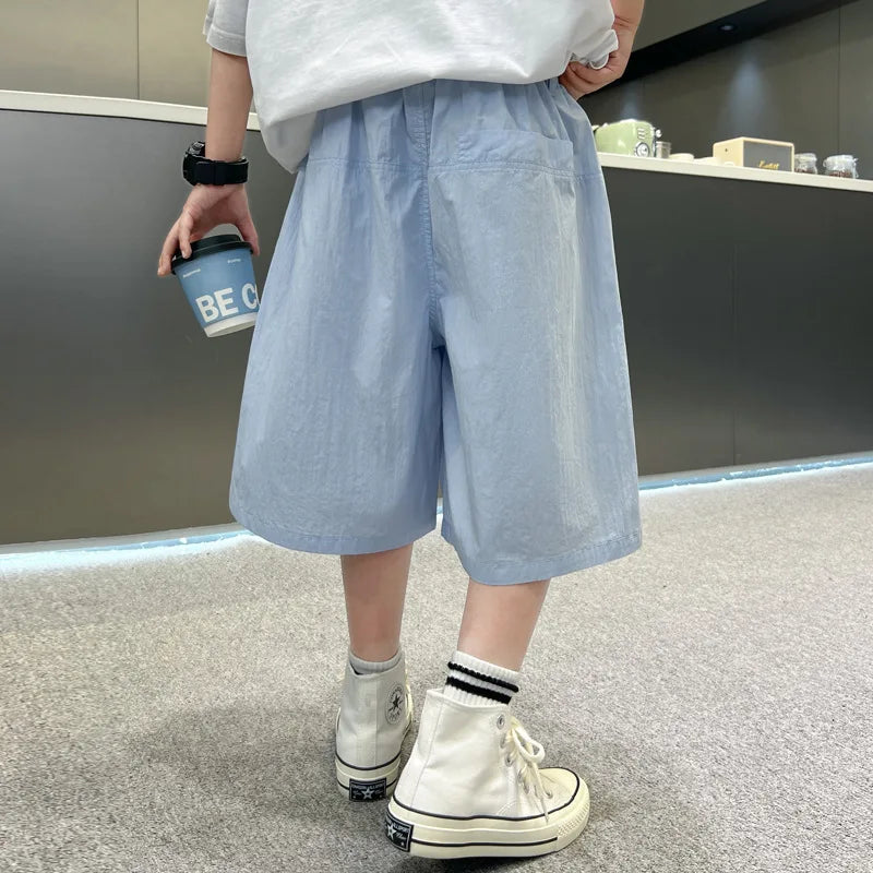 2025 Summer New Men's Shorts for Boys - Children's Casual Loose Workwear with Large Pockets