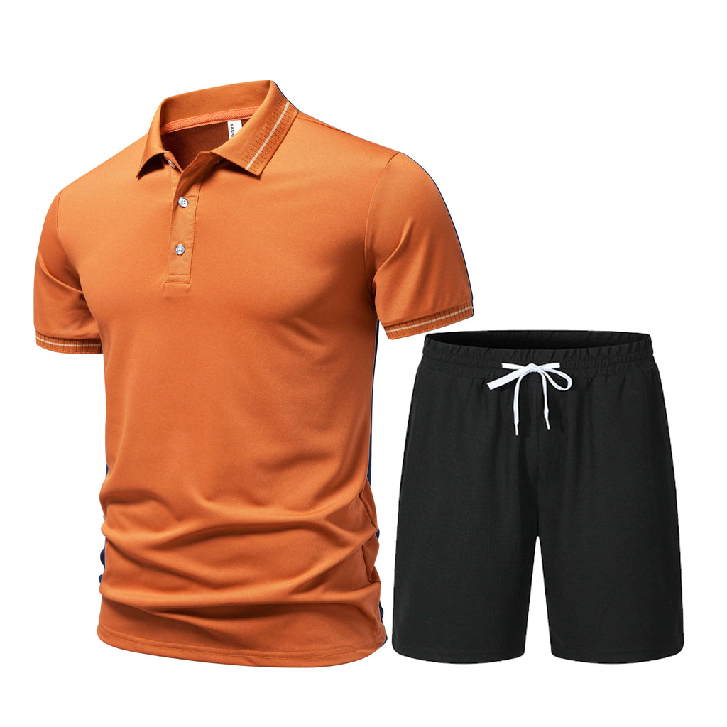 2026 New Men's Summer Collar Short Sleeve T-shirt Set Fashion