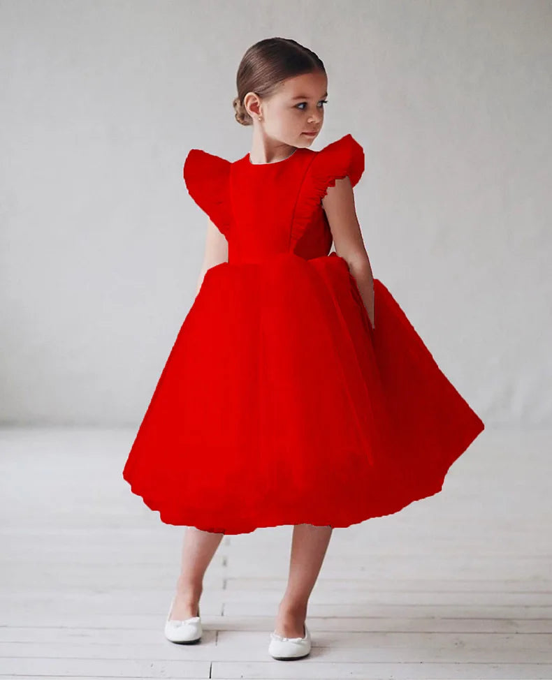 Teenage Girls Dress Children's Clothing Party Elegant Princess Long Tulle Baby Girls Kids Lace Wedding Ceremony Dresses