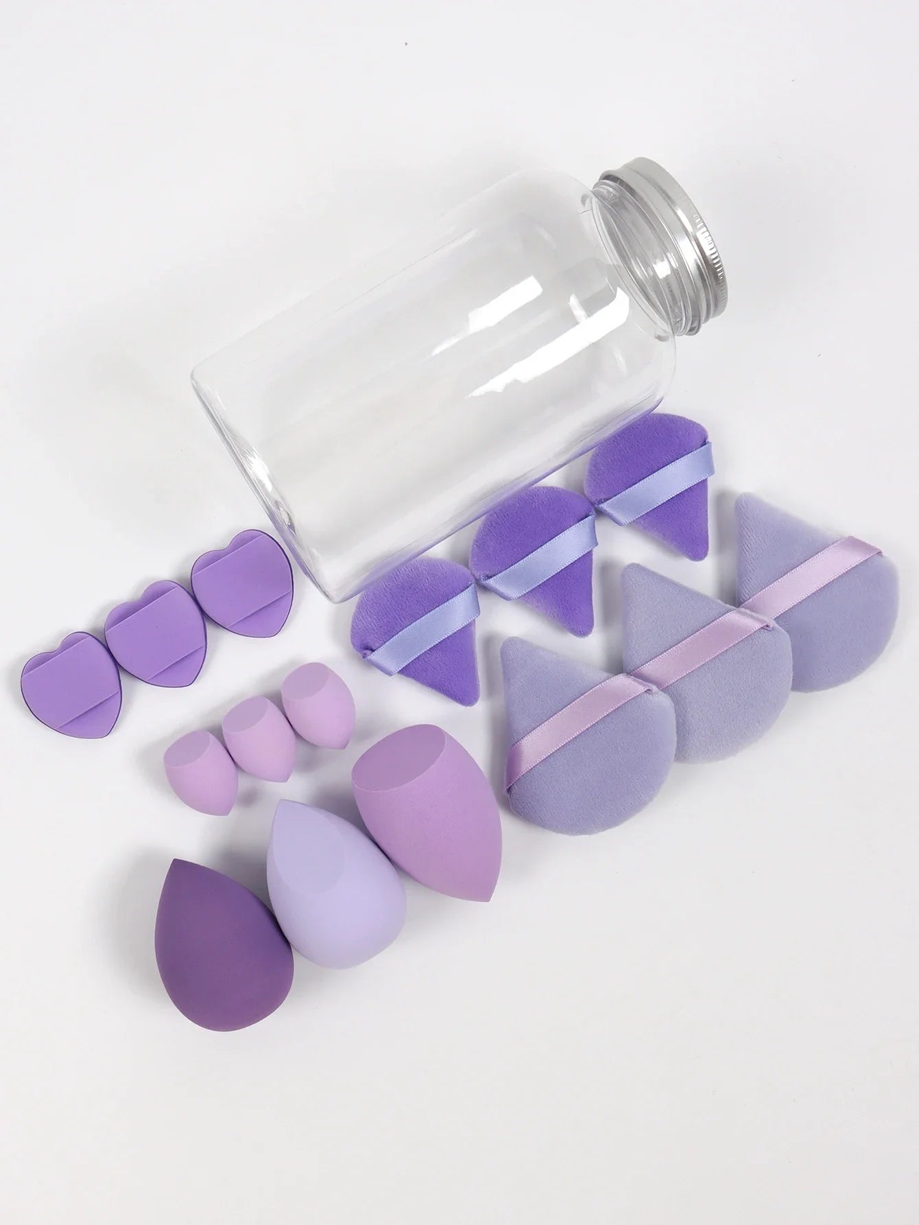 15Pcs Premium Powder Puffs with Storage Jar - Makeup Blending Sponges Set for Face Foundation & Loose Powder Kit
