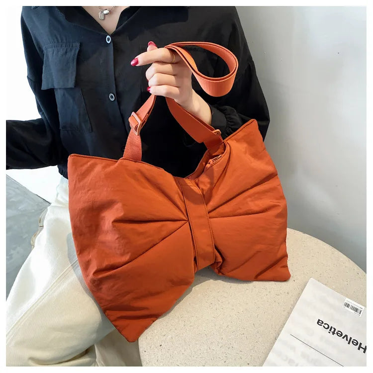 Soft Nylon Women's Portable Shoulder Bag Large Capacity Female Commute Crossbody Bags Simple Design Ladies Tote Purse Handbags