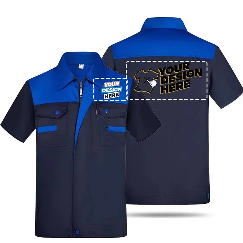 Summer Workwear Men's Women's Short Sleeve Thin Breathable Uniform Factory Service Auto Repair Top Ropa De Trabajo