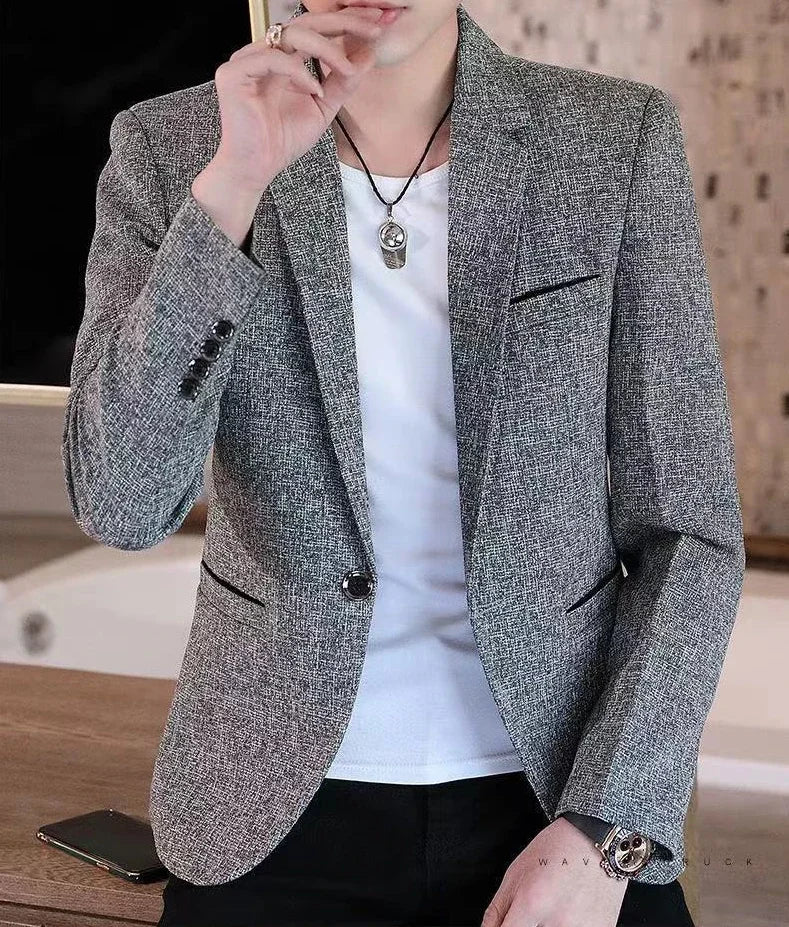 Short Party Men's Suit Jackets Coat Cropped Male Blazer Gray Summer Spring Clothes Luxury Designer Fashion 2025 Casual Vintage