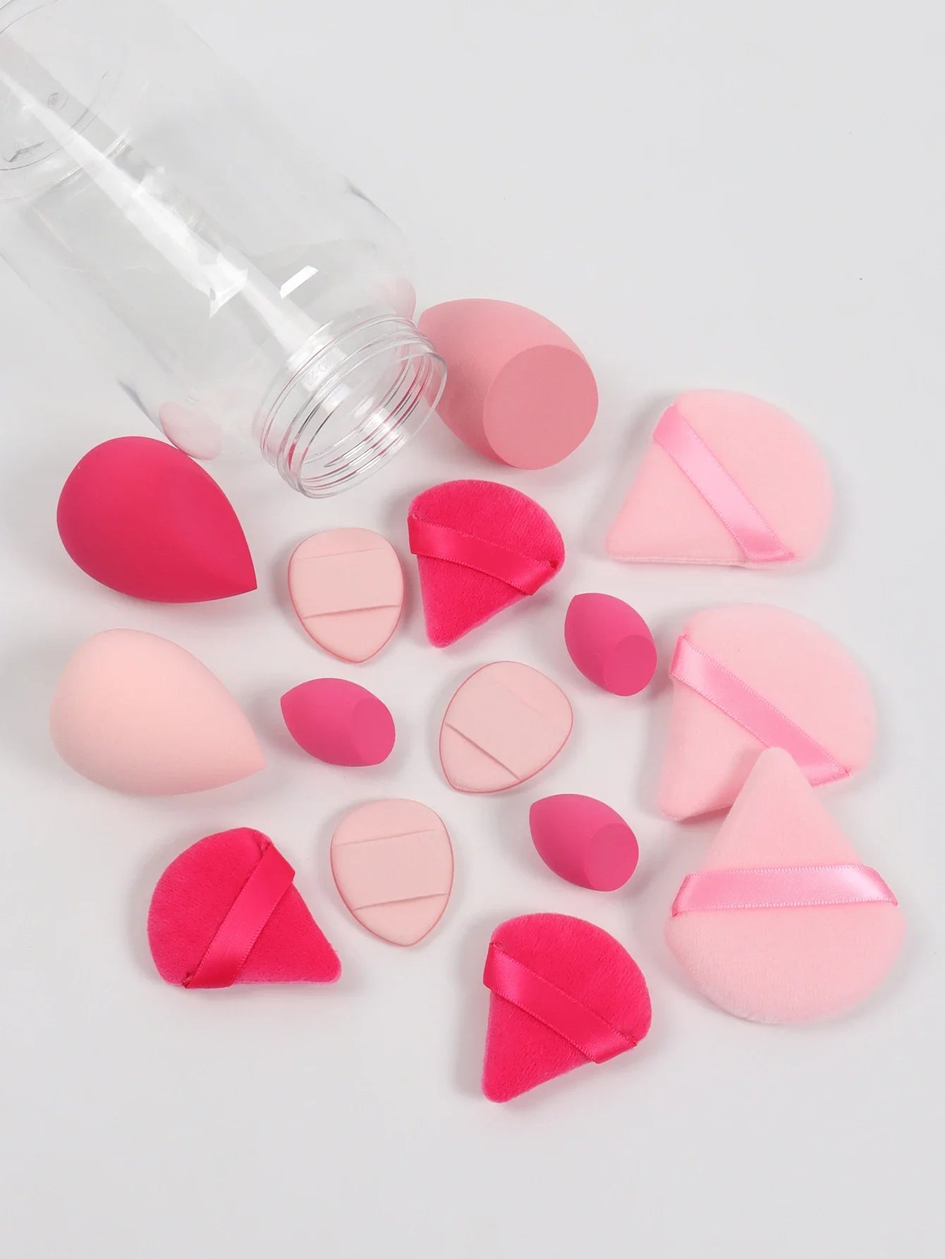 15Pcs Premium Powder Puffs with Storage Jar - Makeup Blending Sponges Set for Face Foundation & Loose Powder Kit