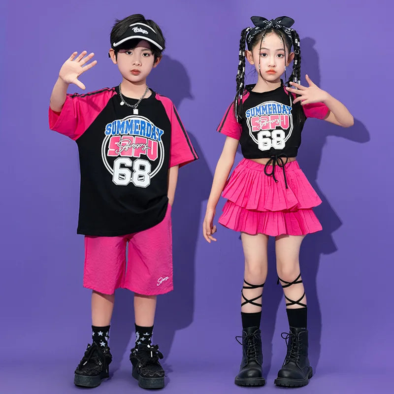 Teenager Kids Hip Hop Dance Costumes For Children Yellow Kpop Hiphop Stage Outfits Girls Boys Jazz Performance Rave Clothes