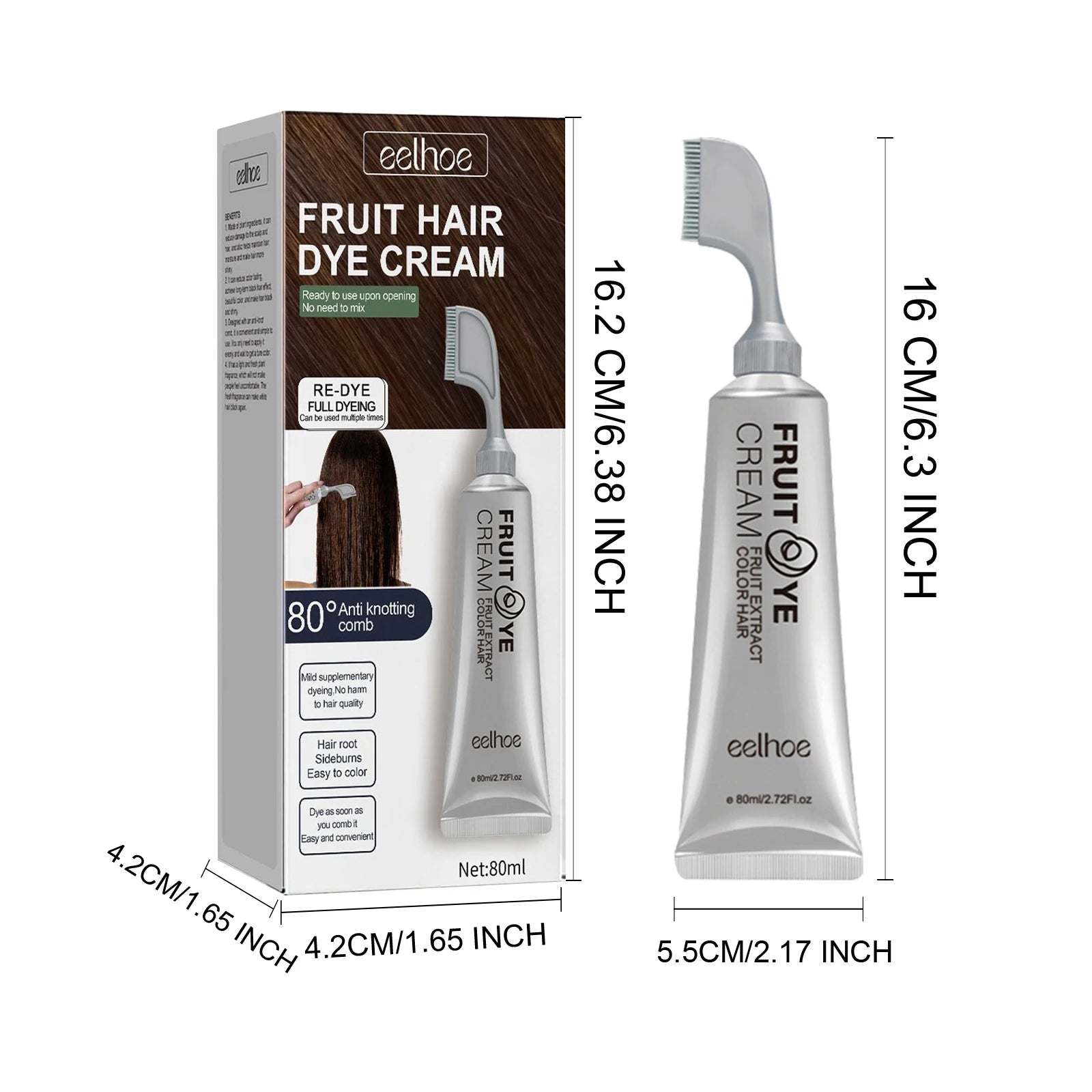 Fruit Hair Dye Cream Quick Coloring Enhance Hair Shine Nourishing Promote Hair Growth Moisturizing Black Hair Hairdressing Cream