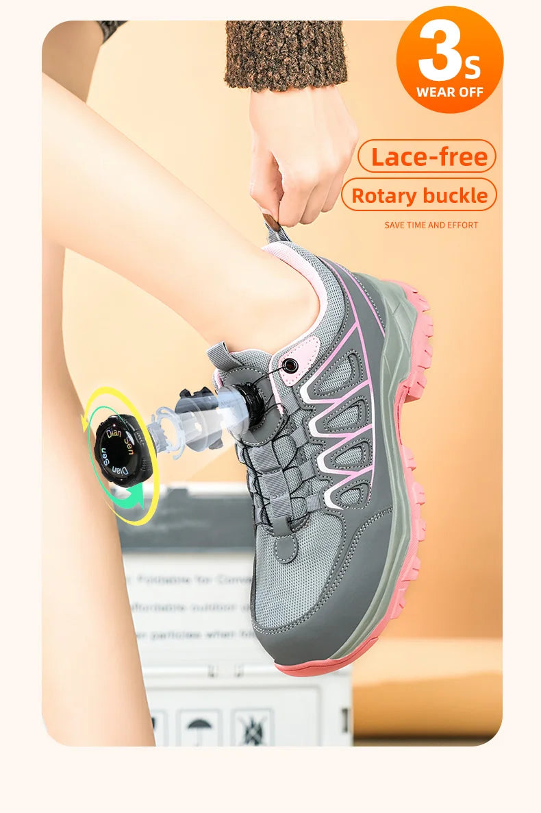 Rotating Button New Safety Shoes Women Anti-smash Anti-puncture Work Shoes Fashion Female Sport Shoes Security Protective Shoes