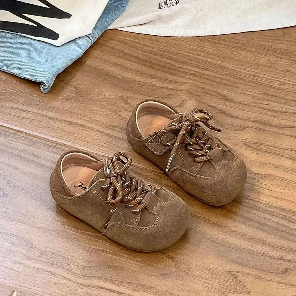 Children's shoes Korean version girls' leather shoes retro Boken shoes new boys' single shoes soft soled baby casual shoes