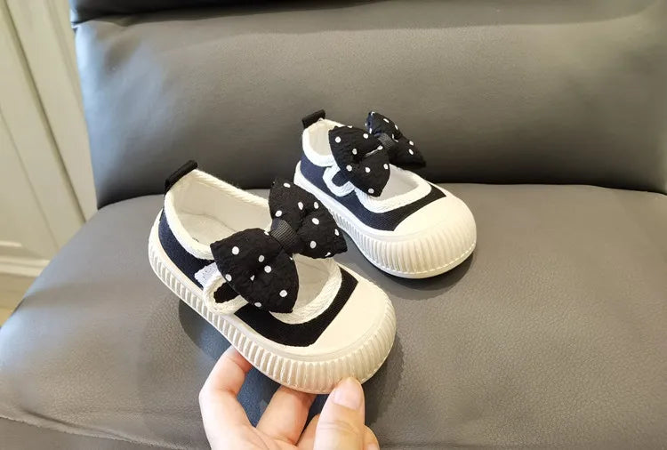Zapatillas Kid Sneakers Autumn Anti Kick Girl Canvas Shoes Bow Baby Walking Shoe Soft Sole Casual Shoe Kid Shoes Zapatos Niña