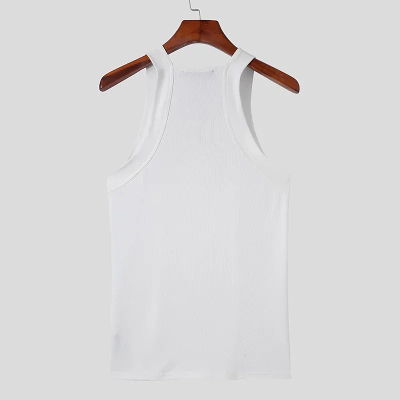 Summer Men's New Solid Color Fashion Sleeveless Shapewear Europe and America Men Sexy Tight Elastic Vest S-4XL