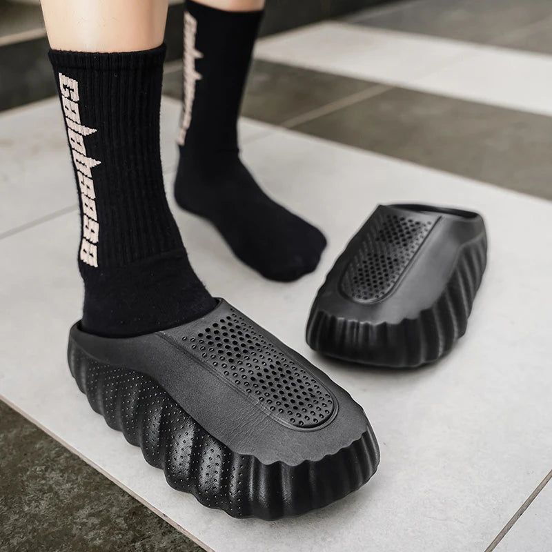 Summer Men Half Slippers Outdoor Breathable Couple Beach Shoes Platform Lightweight Soft Men Sandals Women Garden Casual Shoes