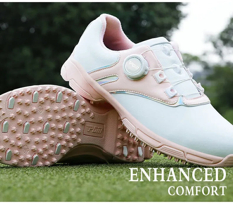 PGM Women Golf Shoes Waterproof Rotating Buckle Anti Slip Sports Shoes XZ297