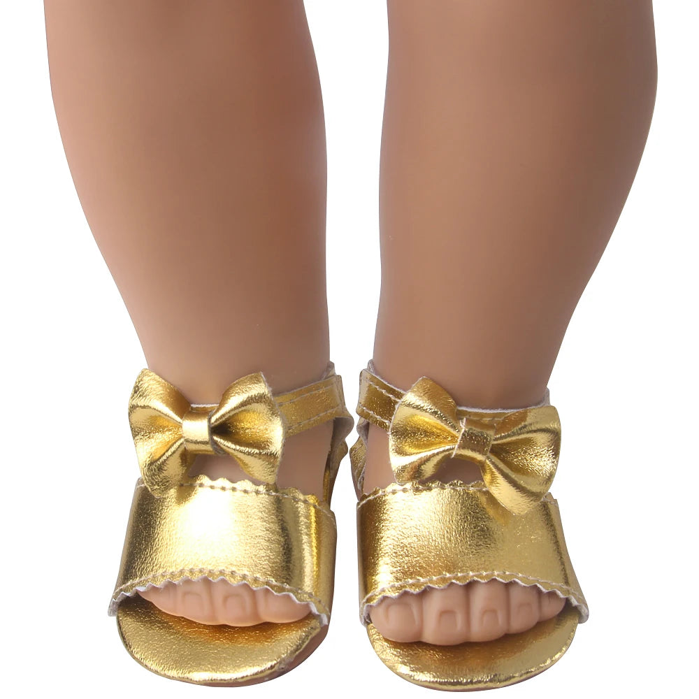Dropshipping Girl Doll Sandals Shoes American 18 Inch Girl Doll Cute Bow Sandals Ours & Generation Toys Accessories Dress Shoes
