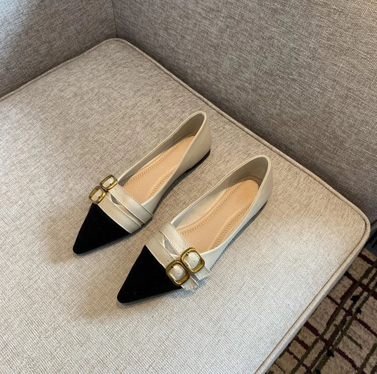 Ladies Summer Footwear Flat Office Black Shoes for Women 2025 Low Heel Elegant Pointed Toe Flats Beau Today High Quality 39 Shoe