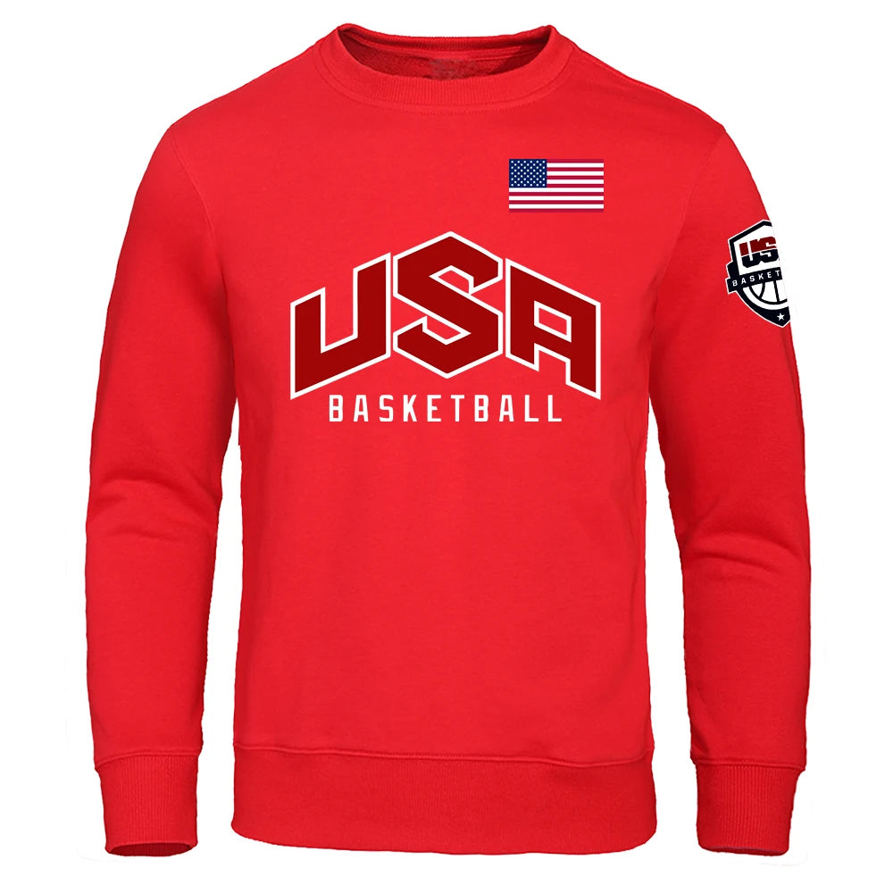 Basketball U S A Streetwear Printing Men Sweatshirt O-Neck Pullover Hoody Fashion Casual Clothing Loose Oversized Tracksuit Man