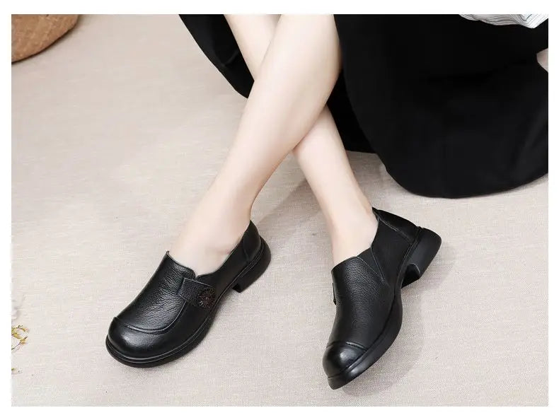 Genuine leather loafers women  comfortable gray shoes low heels luxury ladies court shoes slip on moccasins elegant dress flats