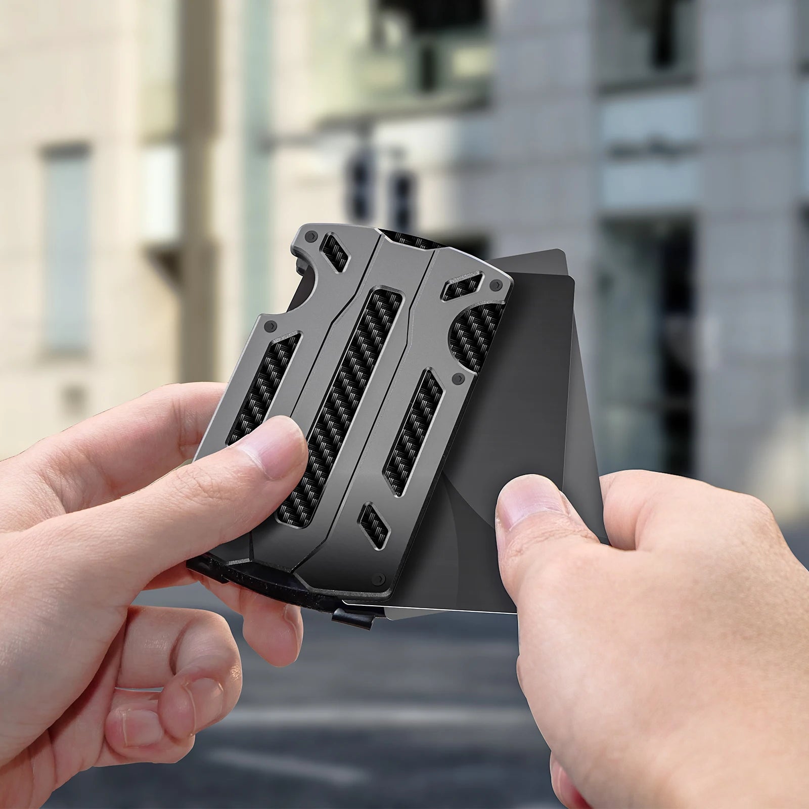 Slim RFID Blocking Metal Wallet for Men & Women with Money Clip Or Cash Strap Scratch Resistant Card Holder