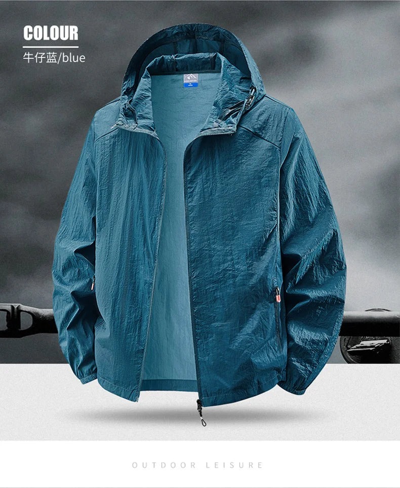 Fast Ship Summer Jackets Men Hooded Windbreaker Coats Camping Sunscreen Clothing Men Ultrathin Fishing Wearing Man Sportswear
