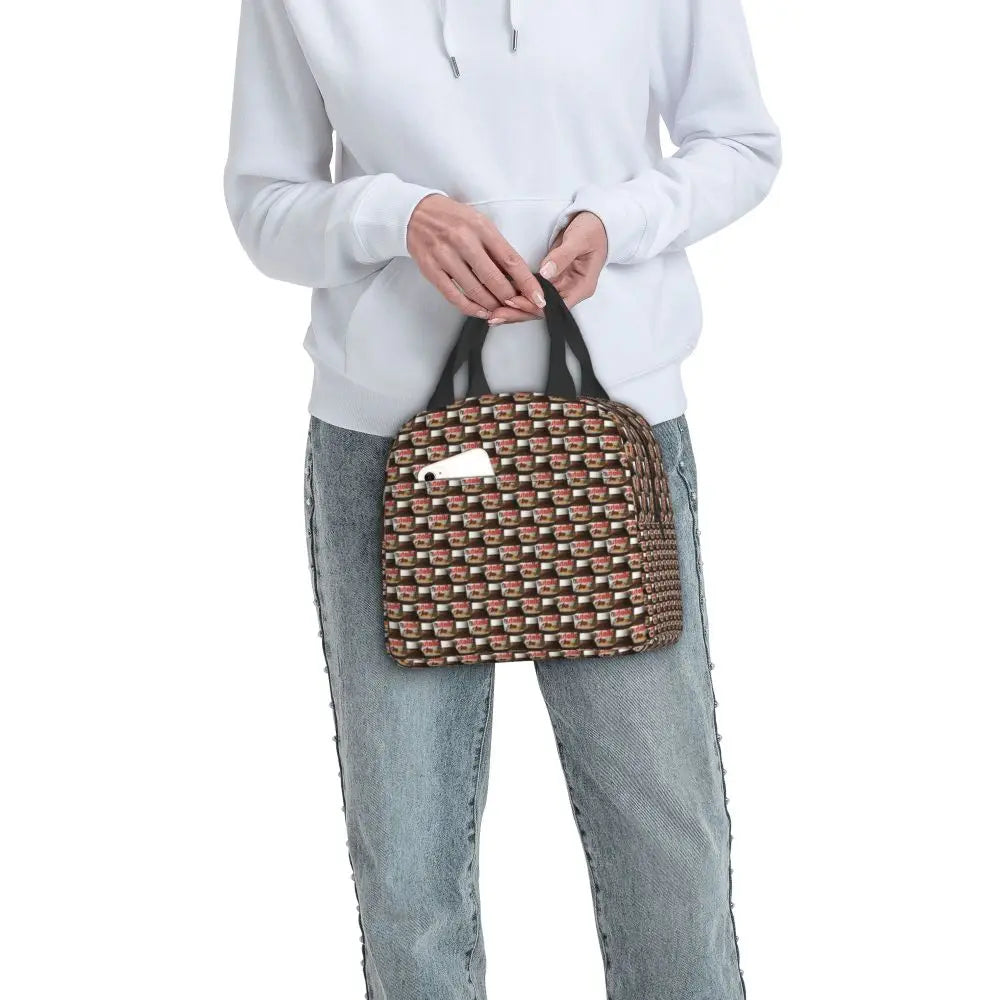 Custom Italy Nutellas Thermal Insulated Lunch Bag Women Portable Lunch Container for Outdoor Picnic Storage Food Box