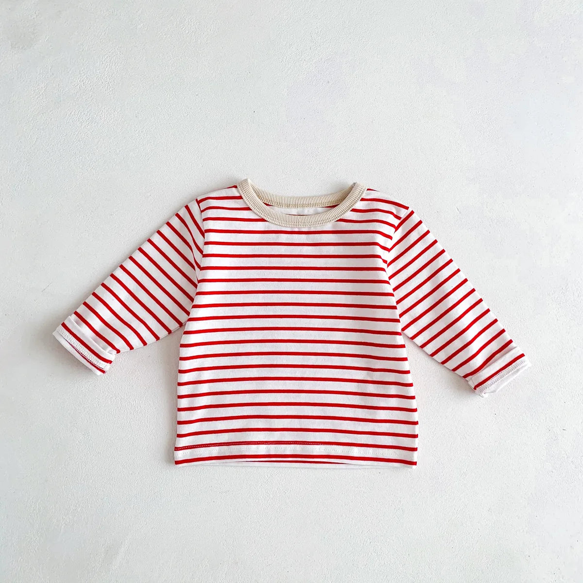Infant Clothes Toddler Boy Cotton Long Sleeves T-shirts Spring Autumn Outfits Girl Baby Solid Bottoming Shirt Kid Striped Tees