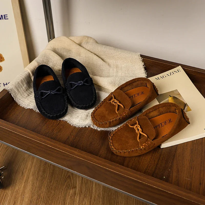 Boy Leather Shoe Simple Versatile Children's Shoe for Girl Fashion Soft Kids Causal Flat Loafers Solid Color Moccasins Versatile