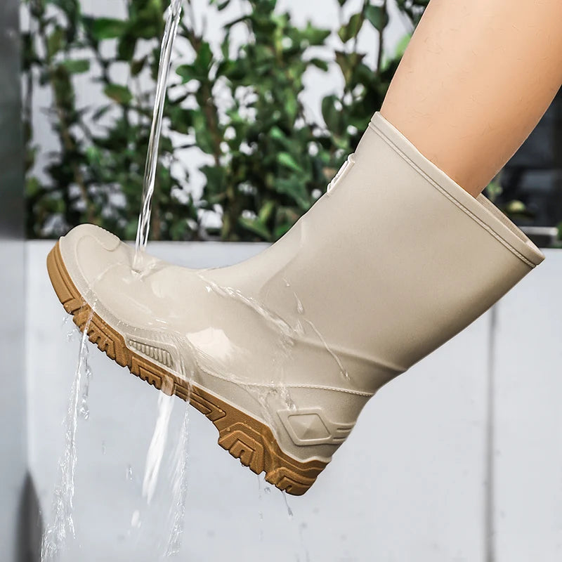 Rain Boots for Men, Non-Slip, Waterproof, High-Top Fishing Boots, Popular Work Safety Shoes, Rain Boots