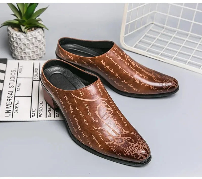 Men's Shoes High Quality Leather Casual Slippers Men Baotou Slippers Classic Slip-On Loafers Casual Leather Shoes Zapatos Hombre