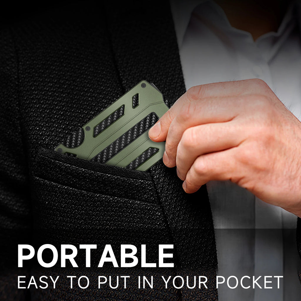 Slim RFID Blocking Metal Wallet for Men & Women with Money Clip Or Cash Strap Scratch Resistant Card Holder