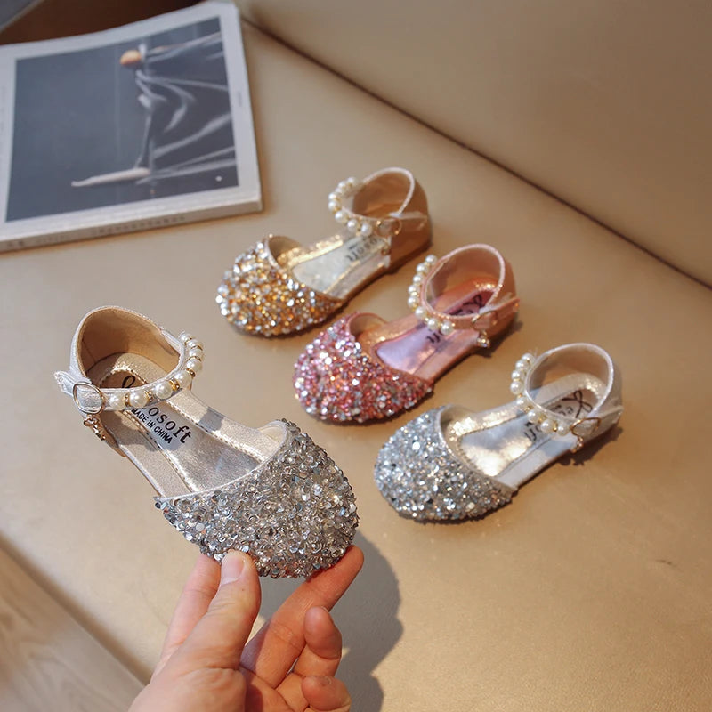 New Children Princess Shoes for Girls Bowtie Glitter Children Baby Dance Shoes Bling Bling Party Casual Toddler Girl Sandals